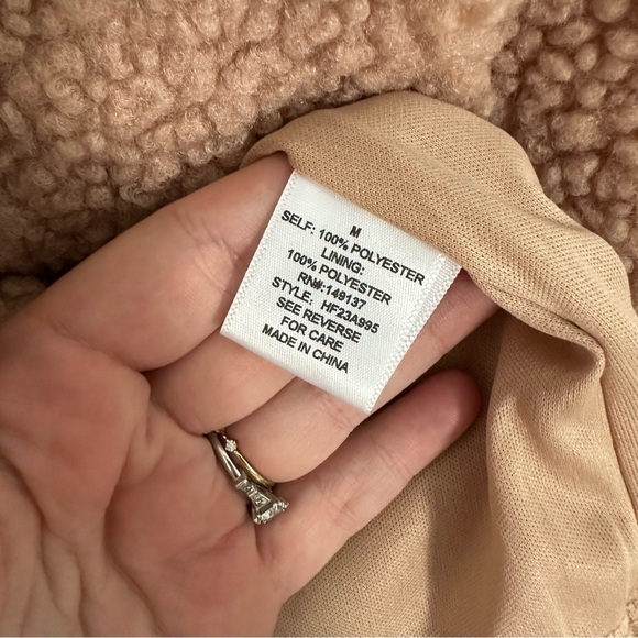 The Post Tan Teddy Sherpa Longline Jacket Womens Medium - Picture 5 of 6